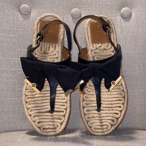 Tory Burch Penny Flat Bow Espadrilles Thong Sandal